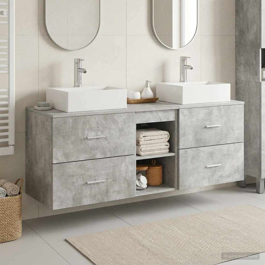 Badkamerkastenset 3 st Betongrijs 49,5 x 41 x 62,5 cm