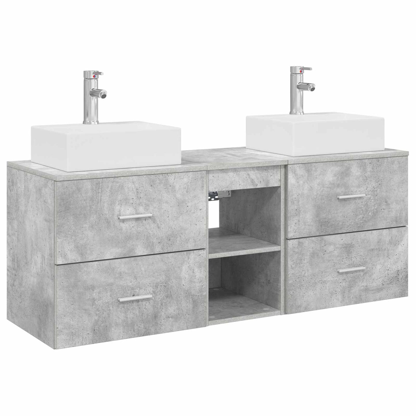 Badkamerkastenset 3 st Betongrijs 49,5 x 41 x 62,5 cm