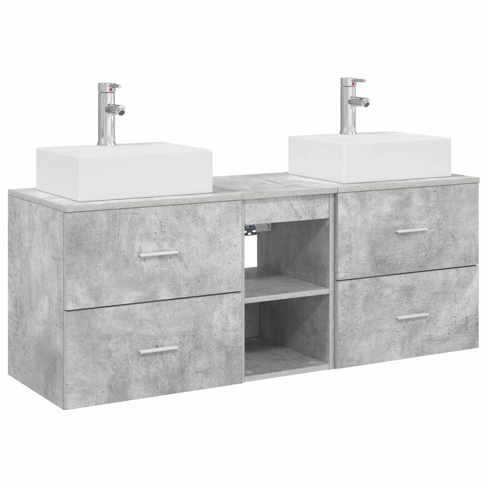 Badkamerkastenset 3 st Betongrijs 49,5 x 41 x 62,5 cm