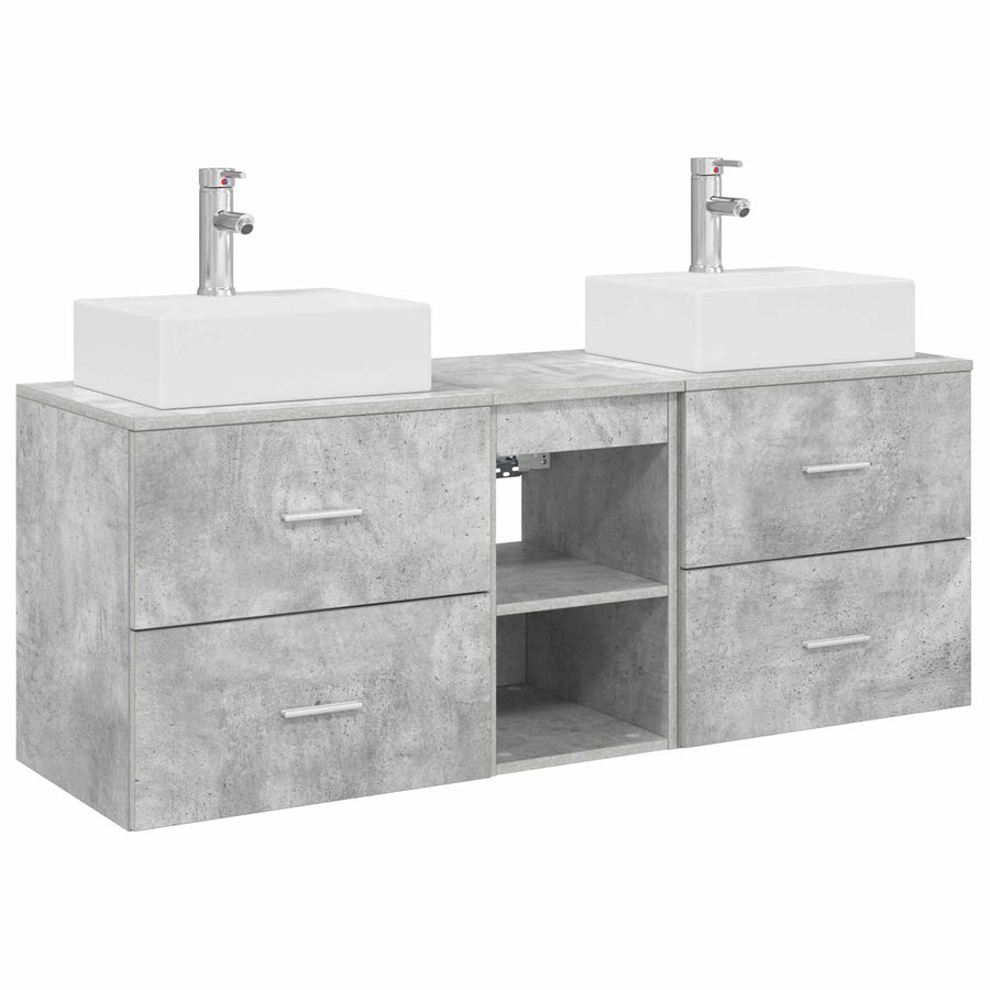 Badkamerkastenset 3 st Betongrijs 49,5 x 41 x 62,5 cm