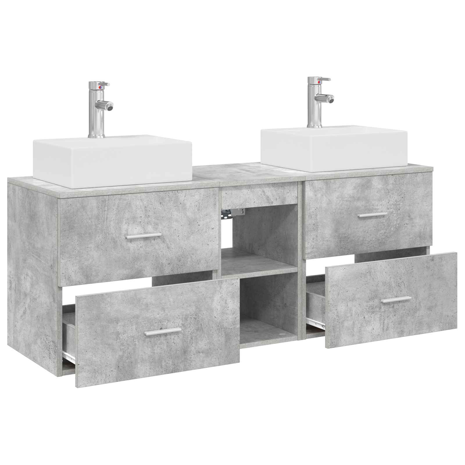 Badkamerkastenset 3 st Betongrijs 49,5 x 41 x 62,5 cm