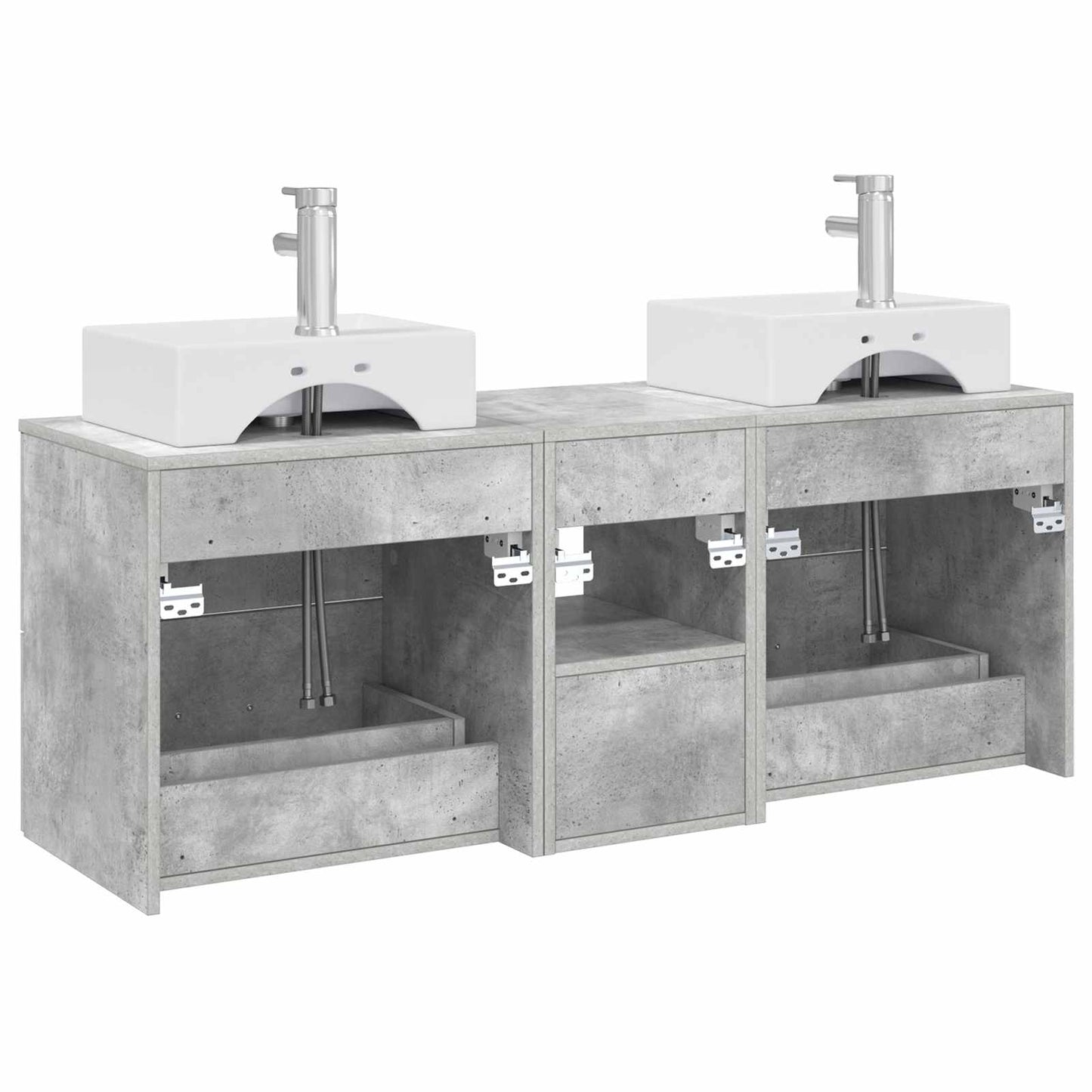 Badkamerkastenset 3 st Betongrijs 49,5 x 41 x 62,5 cm