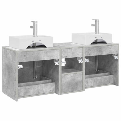 Badkamerkastenset 3 st Betongrijs 49,5 x 41 x 62,5 cm