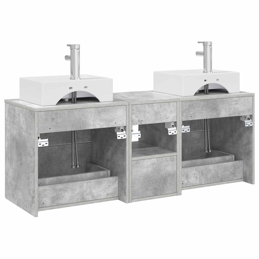 Badkamerkastenset 3 st Betongrijs 49,5 x 41 x 62,5 cm