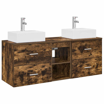 Badkamerkastenset 3 st Gerookt eiken 49,5 x 41 x 62,5 cm