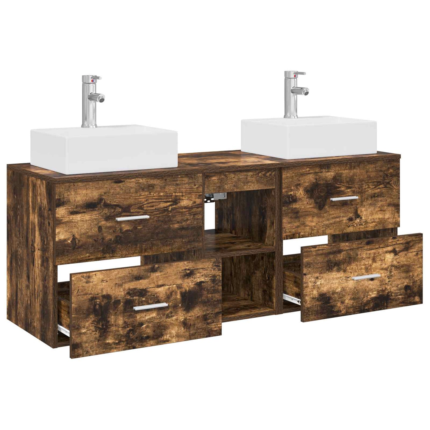 Badkamerkastenset 3 st Gerookt eiken 49,5 x 41 x 62,5 cm