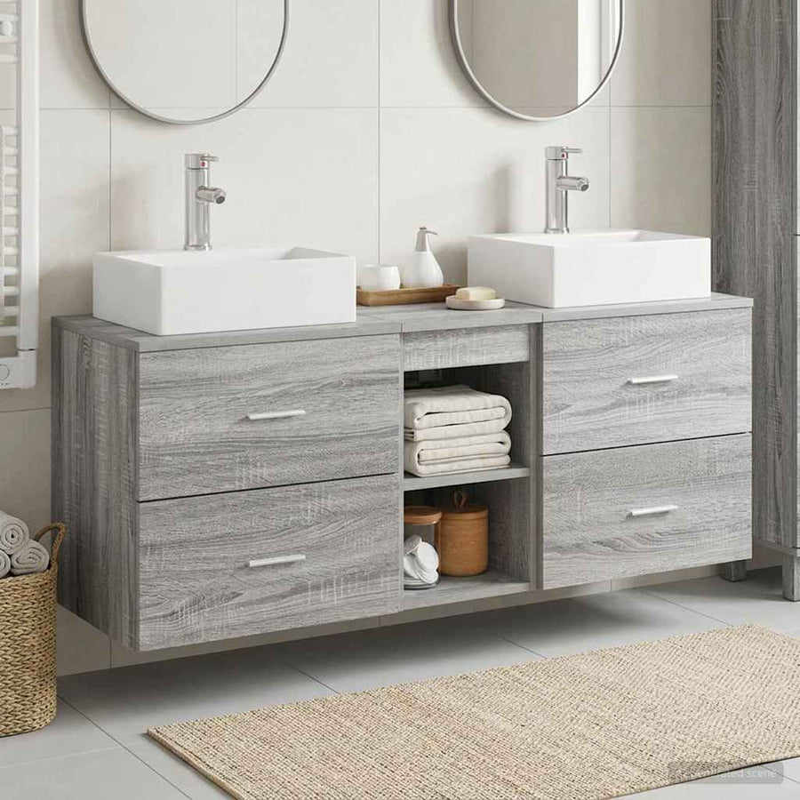 Badkamerkastenset 3 st Grijs Sonoma 49,5 x 41 x 62,5 cm