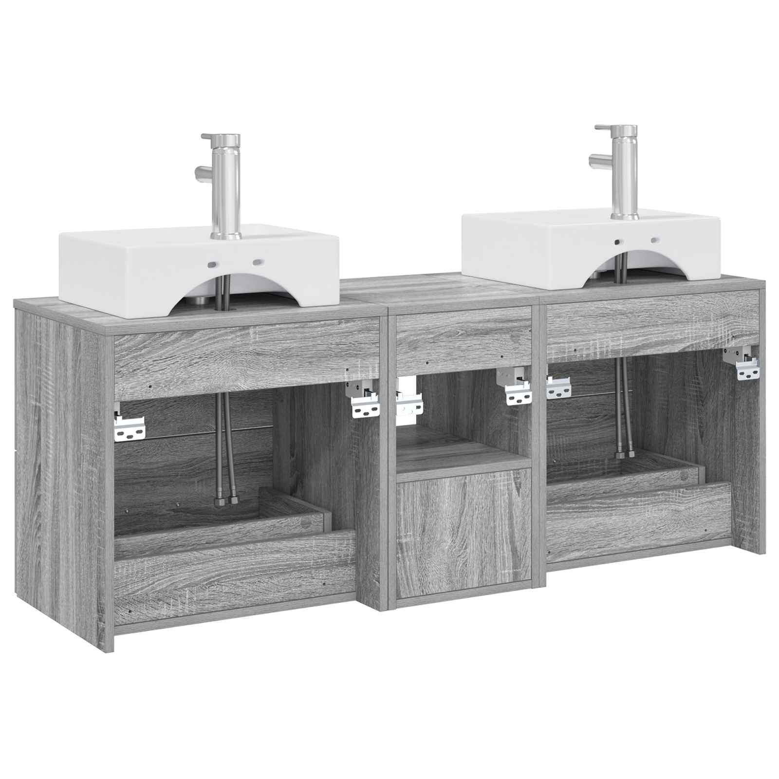 Badkamerkastenset 3 st Grijs Sonoma 49,5 x 41 x 62,5 cm