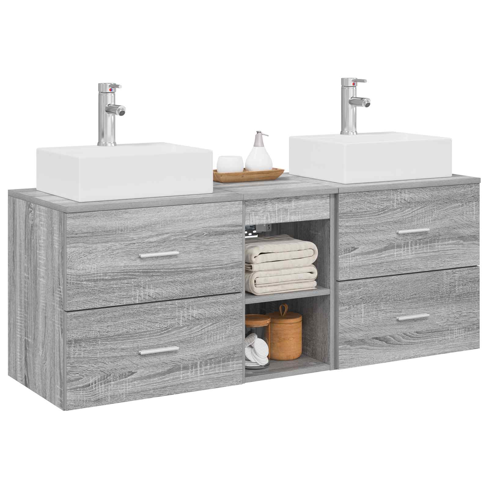 Badkamerkastenset 3 st Grijs Sonoma 49,5 x 41 x 62,5 cm