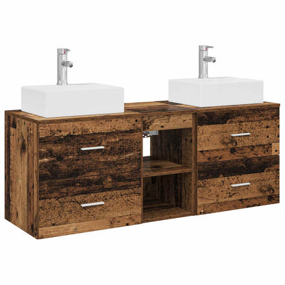 Badkamerkastenset 3 st Oud hout 49,5 x 41 x 62,5 cm