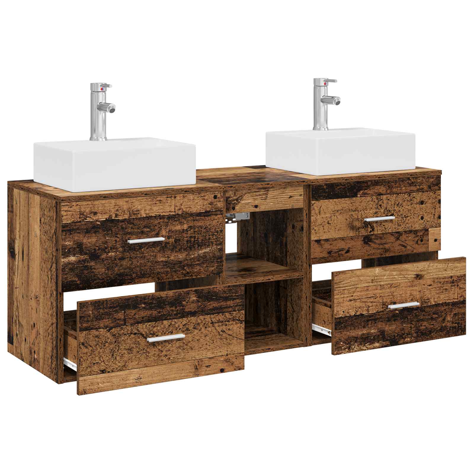 Badkamerkastenset 3 st Oud hout 49,5 x 41 x 62,5 cm