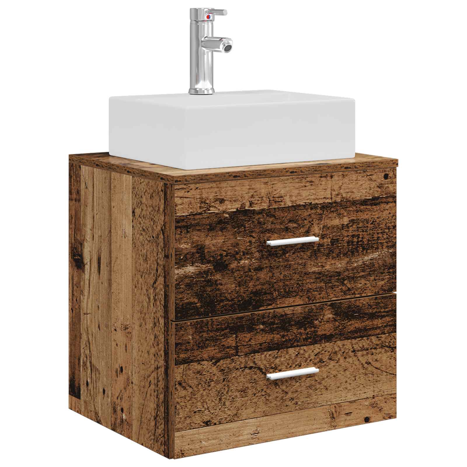 Badkamerkastenset 3 st Oud hout 49,5 x 41 x 62,5 cm
