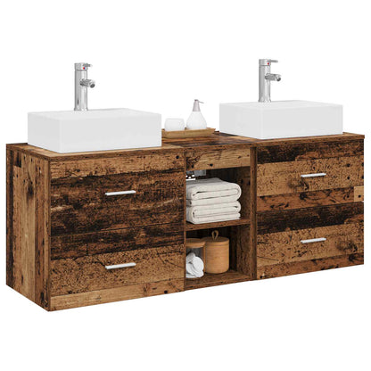 Badkamerkastenset 3 st Oud hout 49,5 x 41 x 62,5 cm