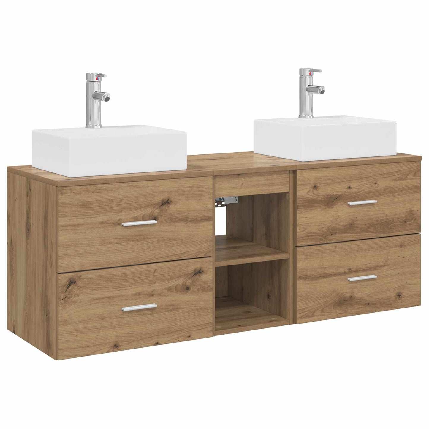 Badkamerkastenset 3 st Artisanaal eiken 49,5 x 41 x 62,5 cm