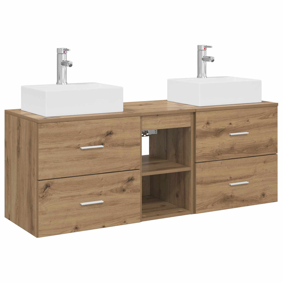 Badkamerkastenset 3 st Artisanaal eiken 49,5 x 41 x 62,5 cm