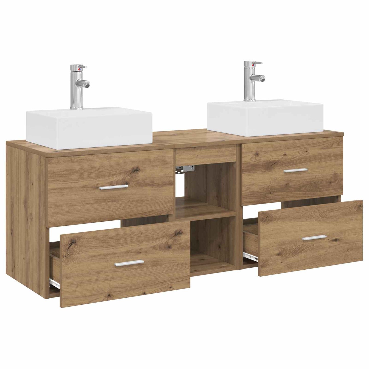Badkamerkastenset 3 st Artisanaal eiken 49,5 x 41 x 62,5 cm
