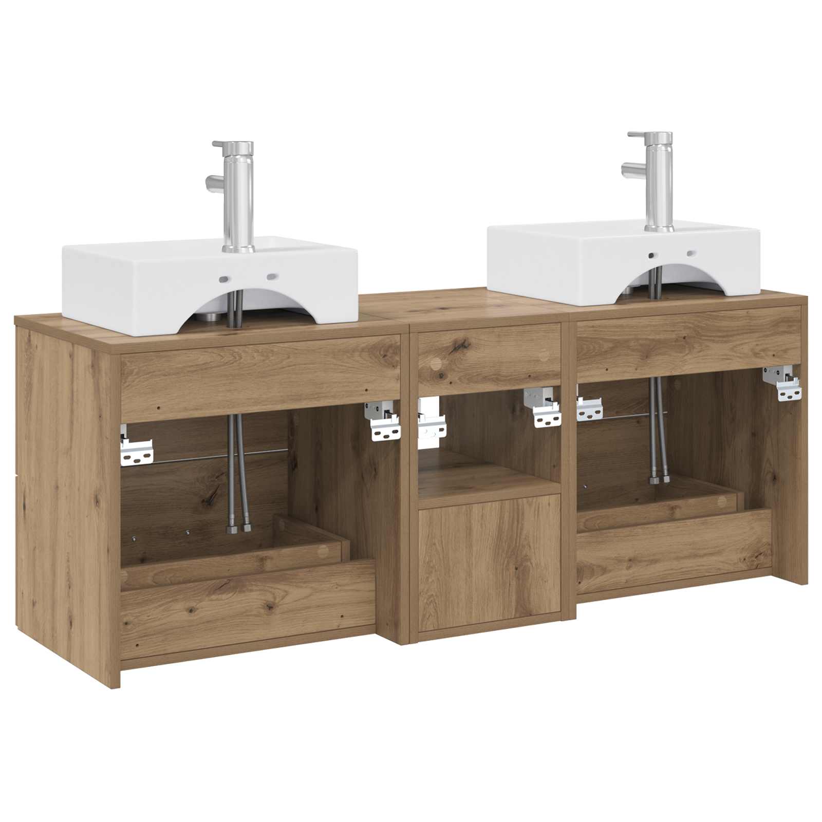 Badkamerkastenset 3 st Artisanaal eiken 49,5 x 41 x 62,5 cm