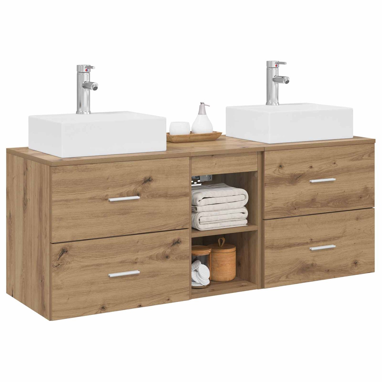Badkamerkastenset 3 st Artisanaal eiken 49,5 x 41 x 62,5 cm