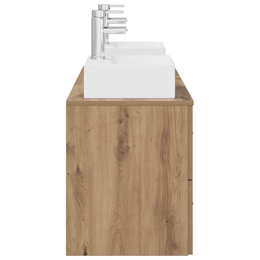 Badkamerkastenset 3 st Artisanaal eiken 49,5 x 41 x 62,5 cm
