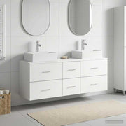Badkamerkastenset 3 stuks wit 49,5x41x62,5 cm bewerkt hout