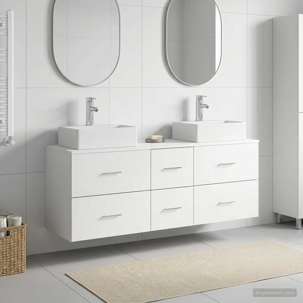 Badkamerkastenset 3 st Wit 49,5 x 41 x 62,5 cm Bewerkt hout