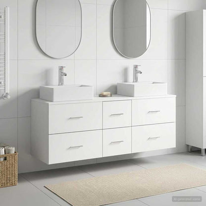 Badkamerkastenset 3 st Wit 49,5 x 41 x 62,5 cm Bewerkt hout