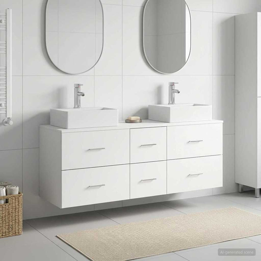 Badkamerkastenset 3 st Wit 49,5 x 41 x 62,5 cm Bewerkt hout