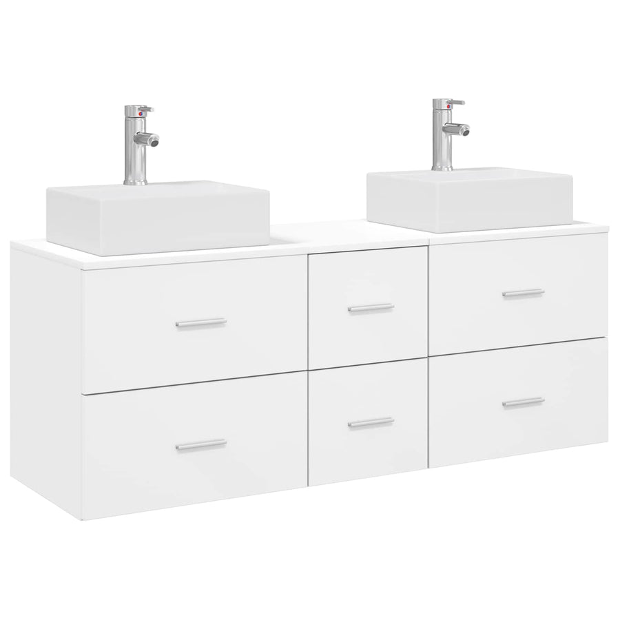 Badkamerkastenset 3 st Wit 49,5 x 41 x 62,5 cm Bewerkt hout