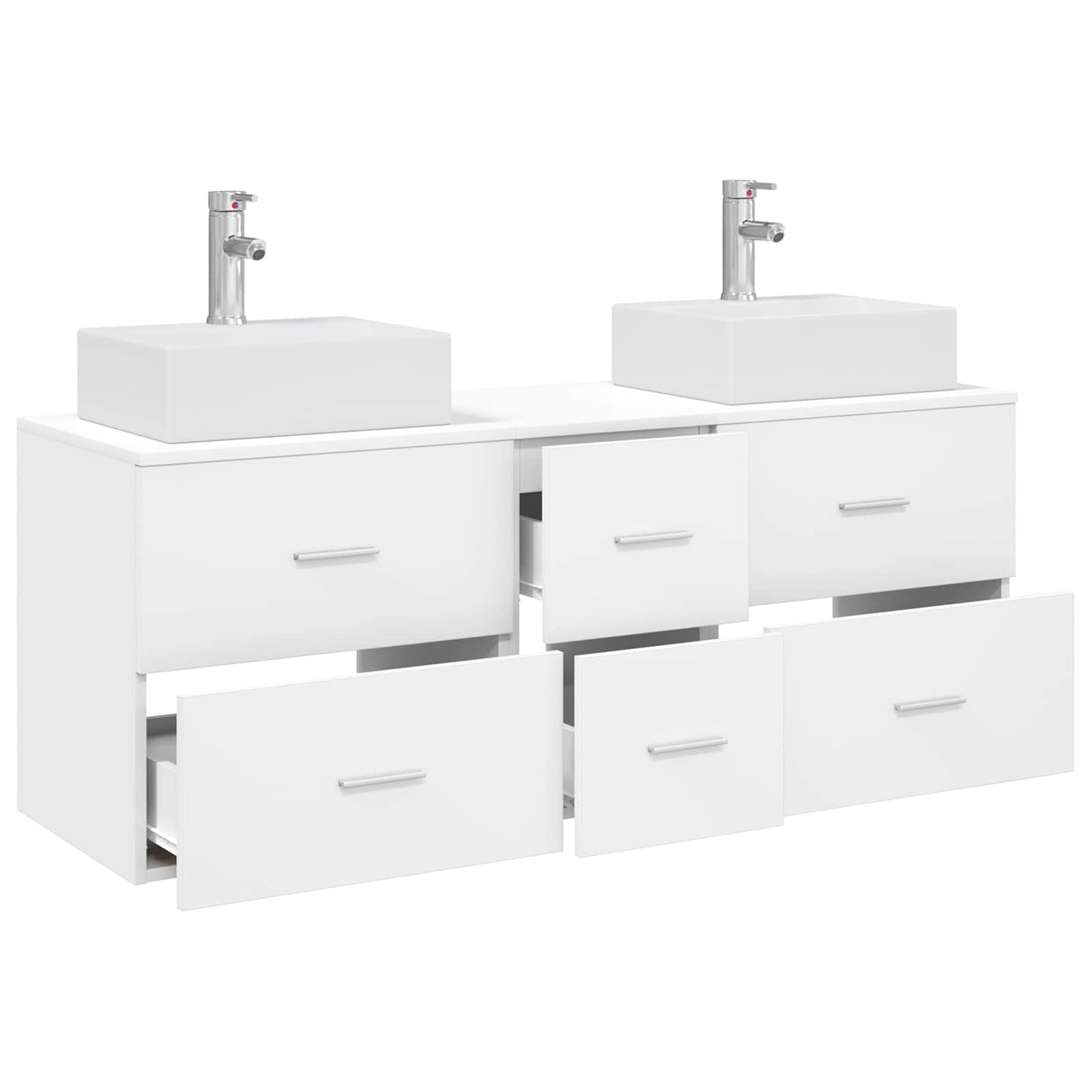 Badkamerkastenset 3 st Wit 49,5 x 41 x 62,5 cm Bewerkt hout