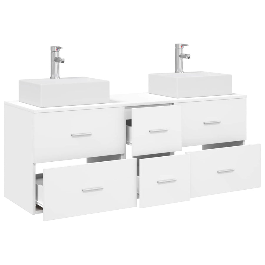 Badkamerkastenset 3 st Wit 49,5 x 41 x 62,5 cm Bewerkt hout
