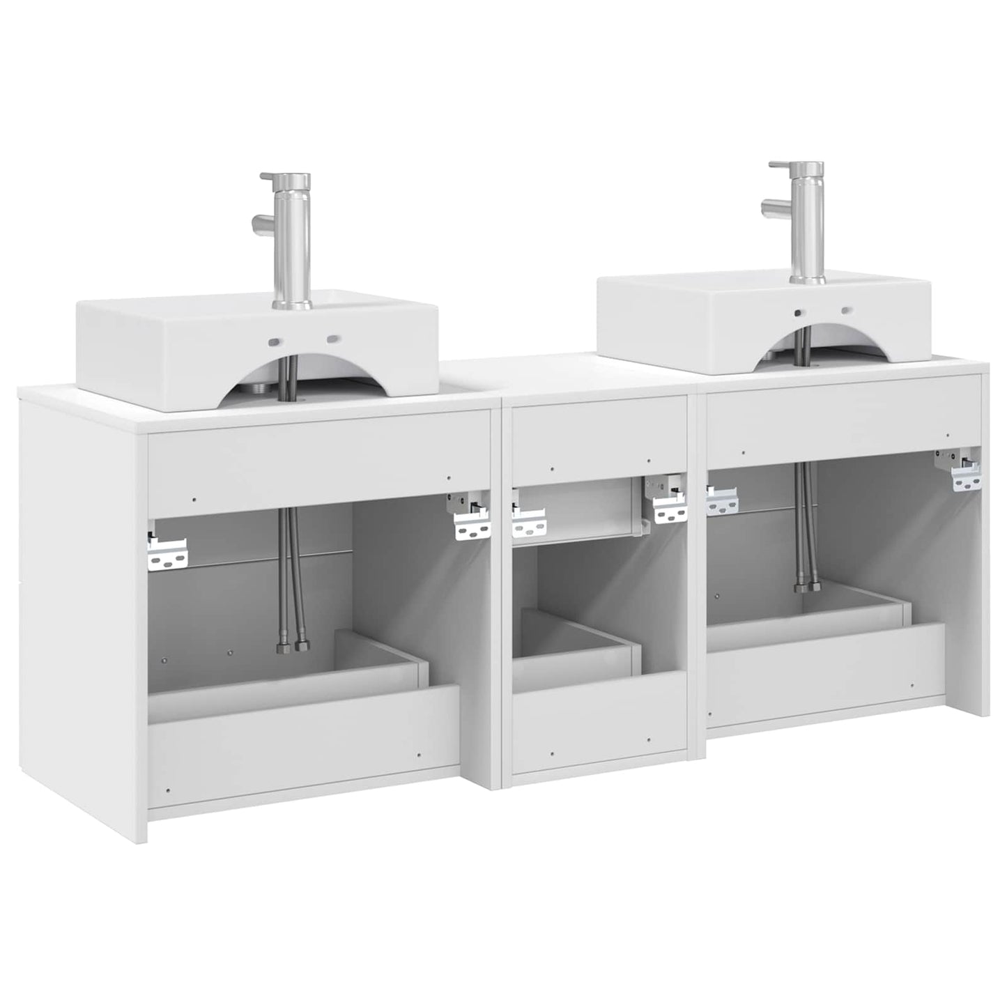 Badkamerkastenset 3 st Wit 49,5 x 41 x 62,5 cm Bewerkt hout