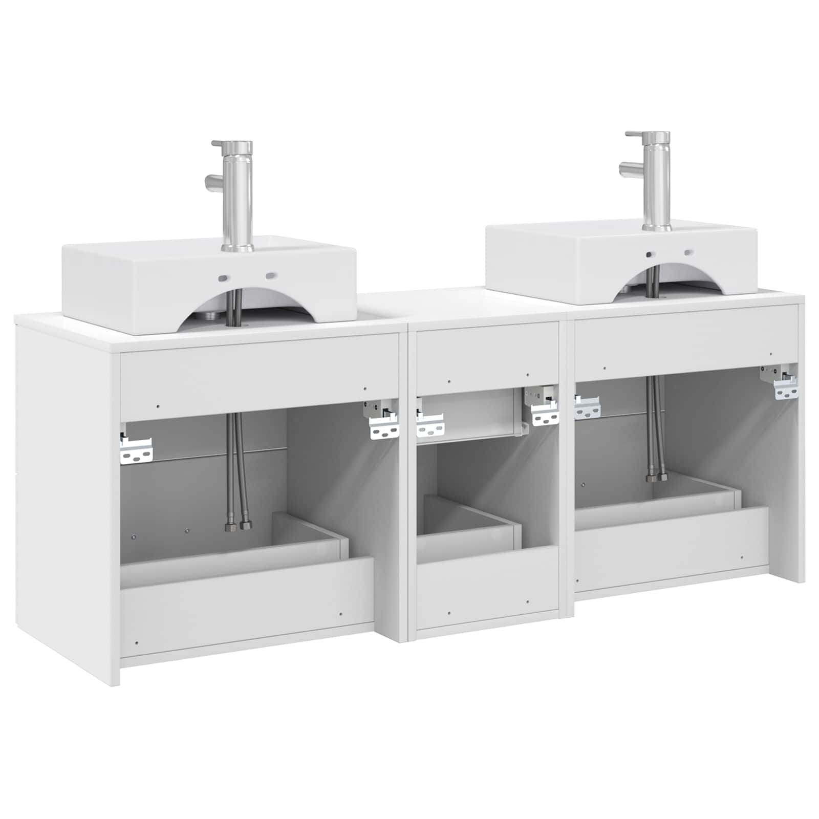Badkamerkastenset 3 st Wit 49,5 x 41 x 62,5 cm Bewerkt hout