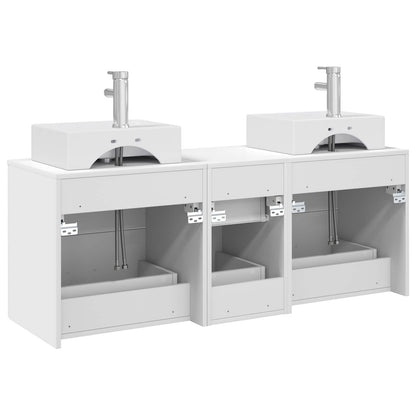 Badkamerkastenset 3 st Wit 49,5 x 41 x 62,5 cm Bewerkt hout