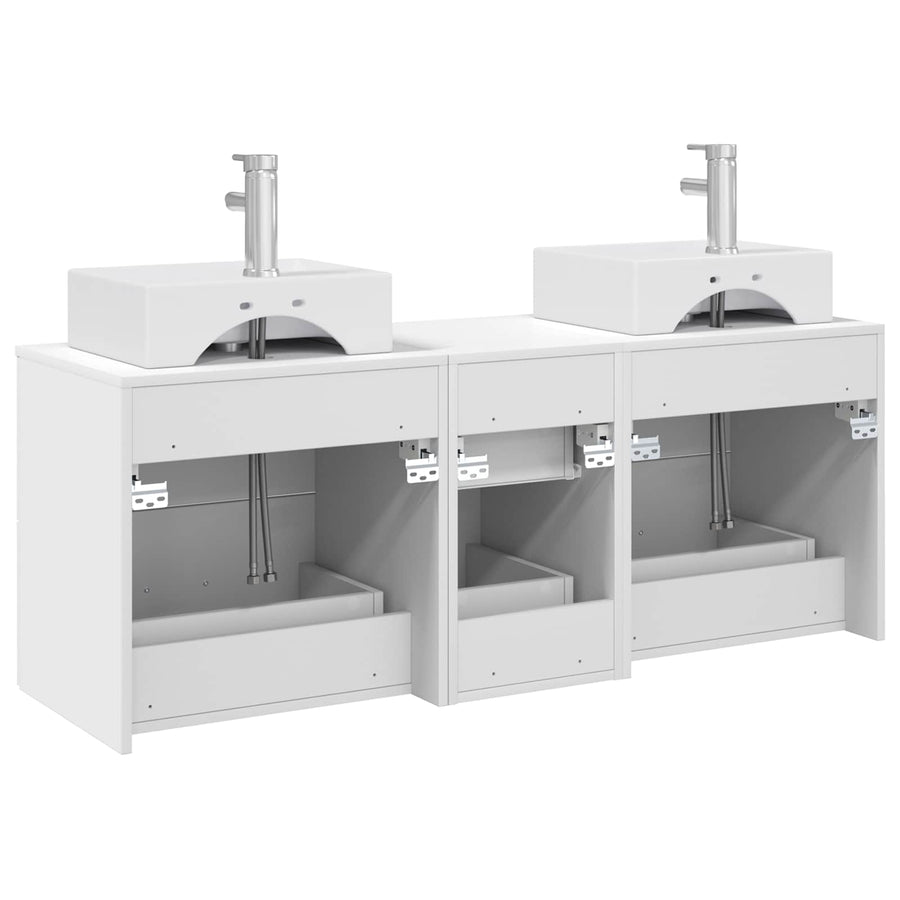 Badkamerkastenset 3 st Wit 49,5 x 41 x 62,5 cm Bewerkt hout