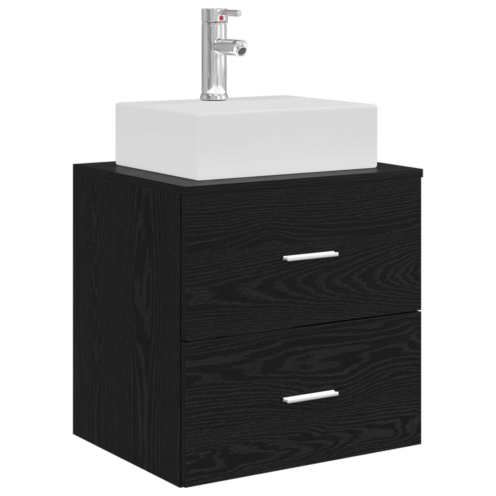 Badkamerkastenset 3 st Zwart 49,5 x 41 x 62,5 cm Bewerkt hout