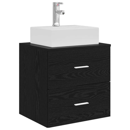 Badkamerkastenset 3 st Zwart 49,5 x 41 x 62,5 cm Bewerkt hout