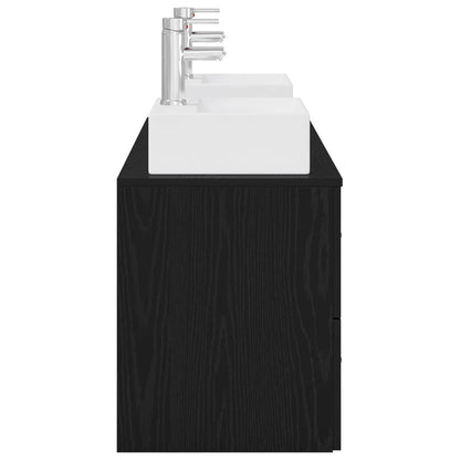 Badkamerkastenset 3 st Zwart 49,5 x 41 x 62,5 cm Bewerkt hout