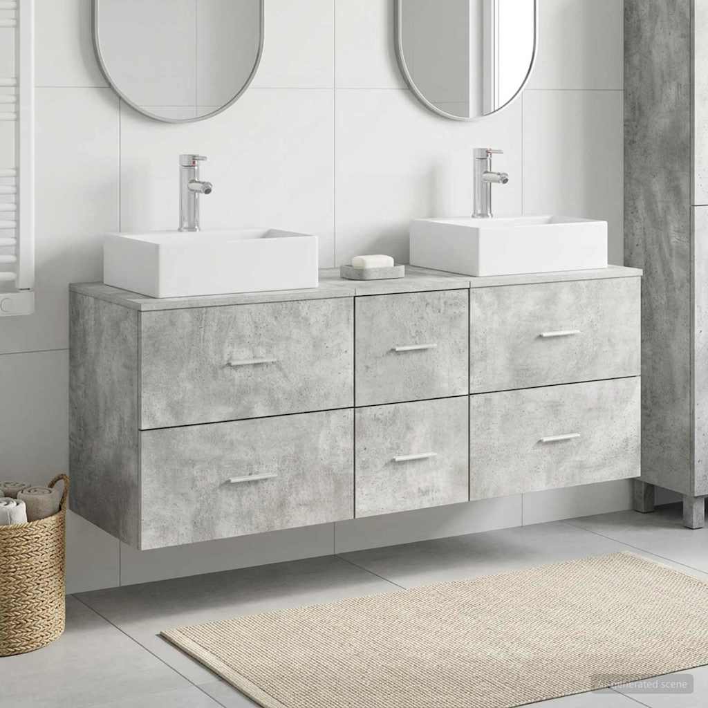 Badkamerkastenset 3 st Betongrijs 49,5 x 41 x 62,5 cm