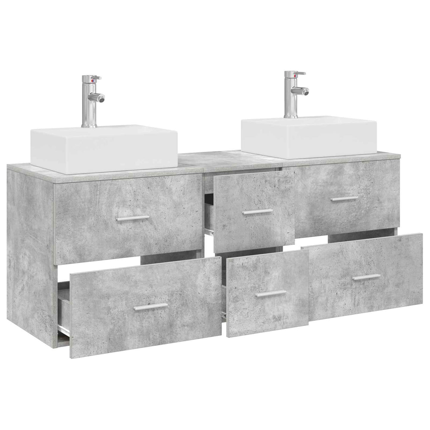Badkamerkastenset 3 st Betongrijs 49,5 x 41 x 62,5 cm