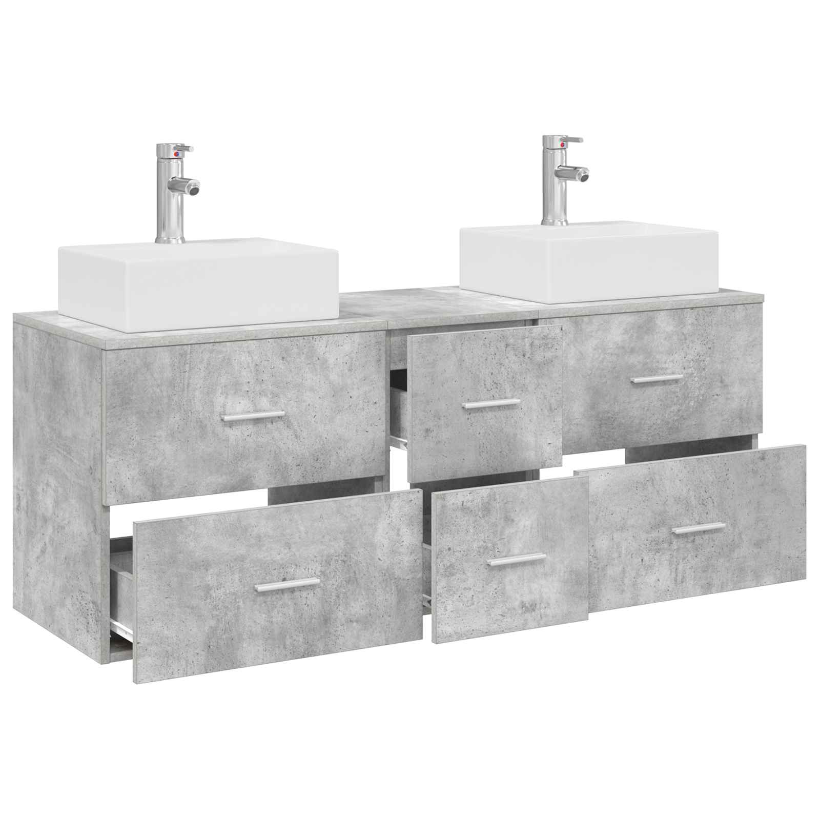 Badkamerkastenset 3 st Betongrijs 49,5 x 41 x 62,5 cm