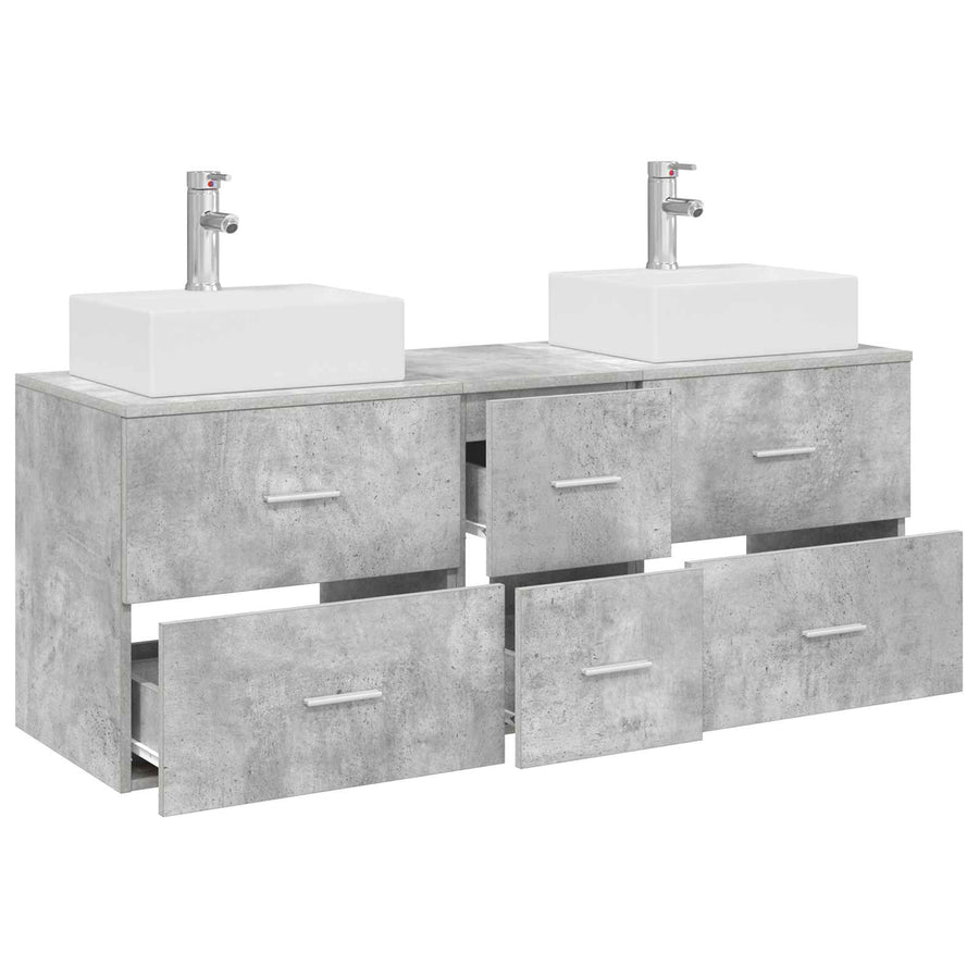 Badkamerkastenset 3 st Betongrijs 49,5 x 41 x 62,5 cm