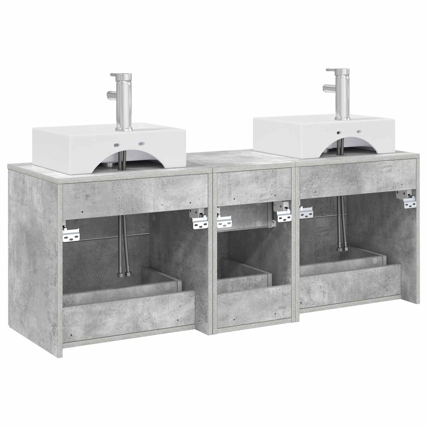 Badkamerkastenset 3 st Betongrijs 49,5 x 41 x 62,5 cm