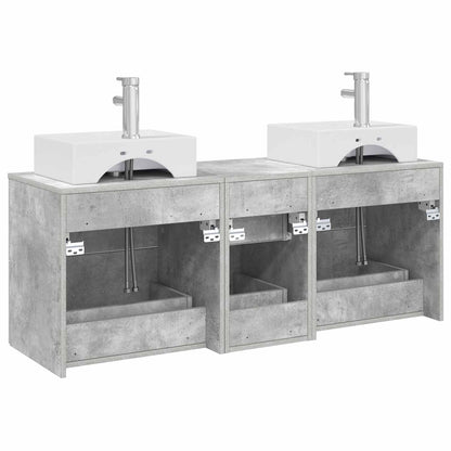 Badkamerkastenset 3 st Betongrijs 49,5 x 41 x 62,5 cm
