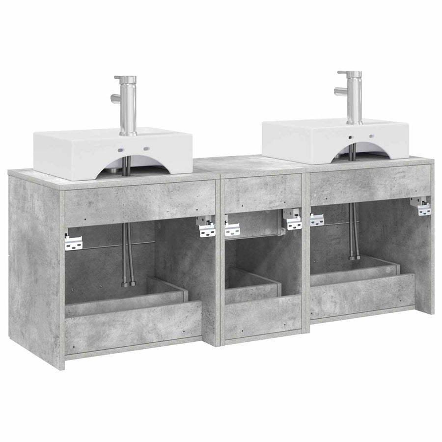 Badkamerkastenset 3 st Betongrijs 49,5 x 41 x 62,5 cm