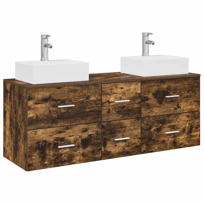 Badkamerkastenset 3 st Gerookt eiken 49,5 x 41 x 62,5 cm