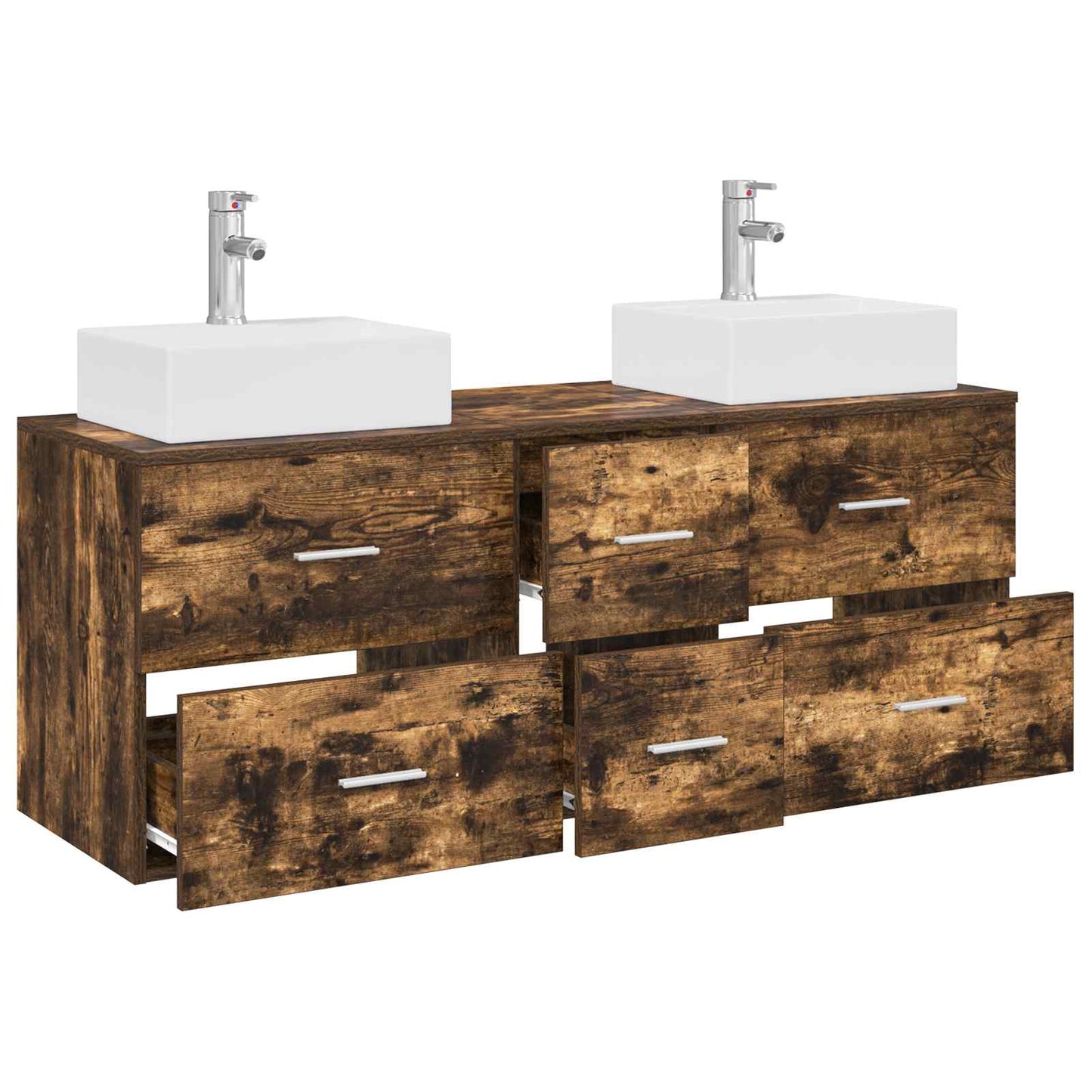 Badkamerkastenset 3 st Gerookt eiken 49,5 x 41 x 62,5 cm