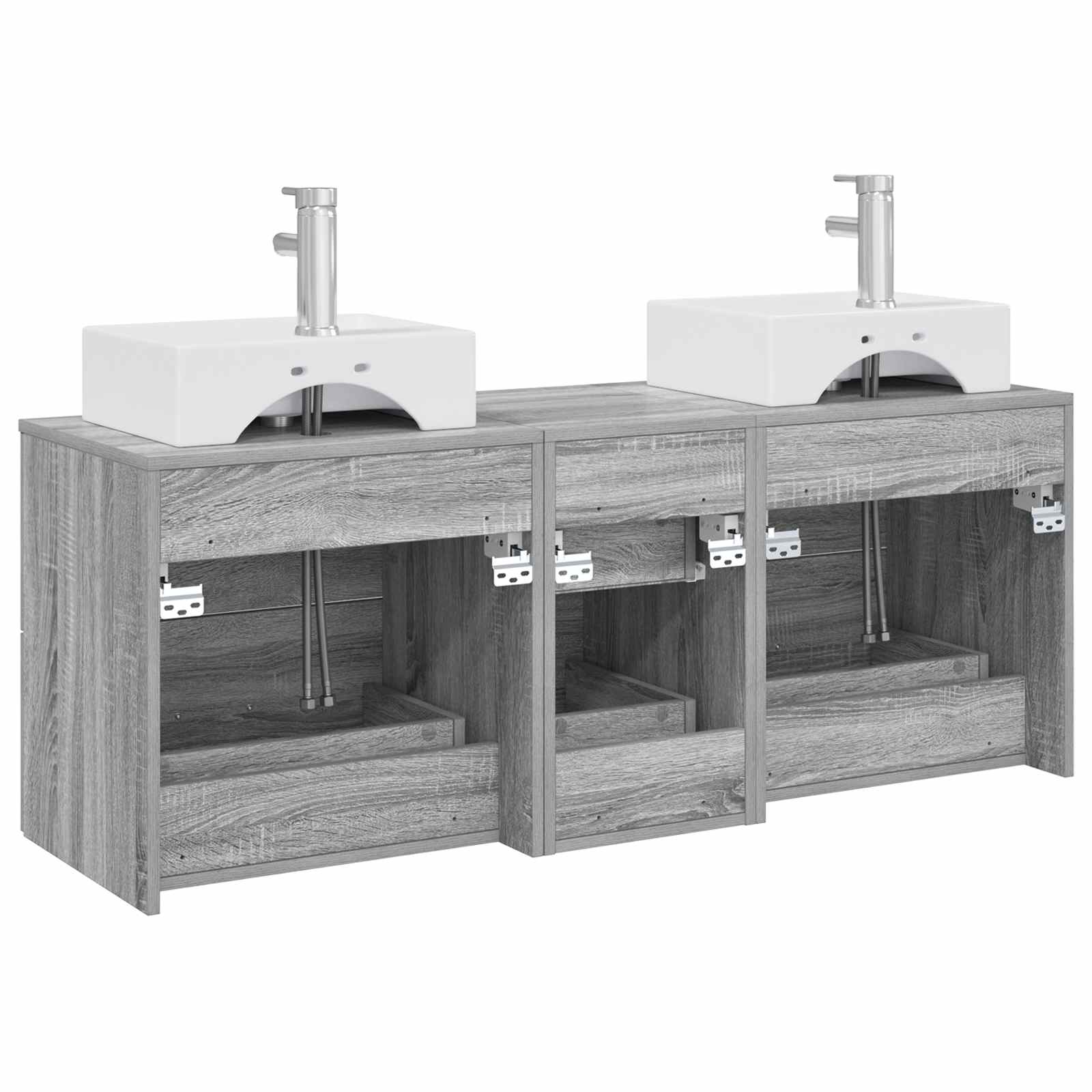 Badkamerkastenset 3 st Grijs Sonoma 49,5 x 41 x 62,5 cm