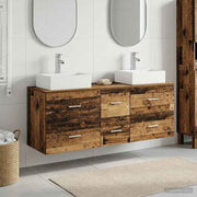 Badkamerkastenset 3 st oud hout