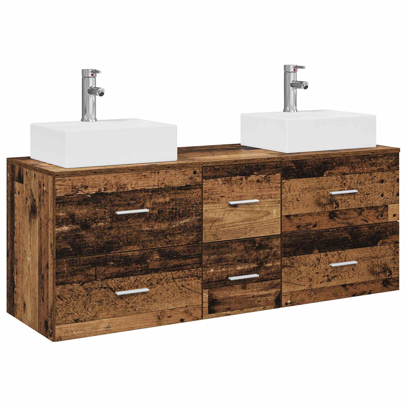 Badkamerkastenset 3 st Oud hout 49,5 x 41 x 62,5 cm