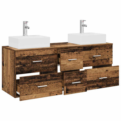 Badkamerkastenset 3 st Oud hout 49,5 x 41 x 62,5 cm